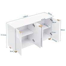 Sideboard With Four Shaped Doors, Adjustable Internal Shelves, Metal Handles And Spherical Legs.[ ], 120 X 35 X 71.5 Cm - White - View 8