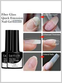 LILY'CUTE 7ml Clear Fiber Glass Fast Extension Nail Gel, Includes Nail Mold And Nail File, Can Shape Apex, Reinforce Nails, Self-Leveling, Fill Gaps And Seal Uneven Surfaces, Requires LED Light Curing, Suitable For Home And Salon Nail Care - Clear - View 13