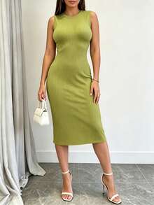 Women Sweater Dresses - Fruit Green - View 4