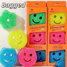 3pcs/1pc Multicolor Smiling Face Sponges, With Color Coded Surfaces (Pink, Yellow, Green, Blue), With Hanging Holes. This Versatile Household Cleaning Cloth Can Easily Meet Various Daily Cleaning Needs. - Face Sponge - View 11