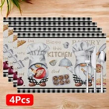 1pc/4pcs/6pcs, Pattern Printed Linen Placemats, Rectangular Table Mats, Washable, Easy To Clean, Plate Mats, Bowl Mats, Western Style Placemats, Suitable For Kitchen, Dining Room, Family Gatherings, Coffee Table And Daily Table Decor - Multicolor - View 14