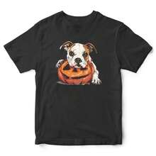 American Bulldog Halloween T-Shirt, Funny Spooky Pumpkin Costume..., Unisex Pure Cotton, Unisex Pure Cotton T-Shirt, Sizes - Black - View 1