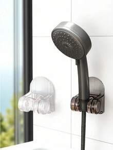 1pc Adjustable Transparent ABS Shower Head Holder Set, Waterproof No-Drill, Includes 1pc Strong Traceless Adhesive Sticker, Universal Damage-Free Hook For Bathroom Toilet Sprayer - Multicolor - View 5