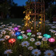 Solar Buried Ground LED Well Lights, Mini In-Ground Disk Spot Lamps, Waterproof Recessed Pathway Lights, Whimsical Landscape Ornament For Garden Lawn Yard Border Decoration - Black - View 5