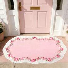 1pc Vintage French Asymmetrical Shaped Rug, Pink Pastoral Style Bedroom Decor Carpet, Living Room Rug, Bedside Rug, Doormat, Area Rug, Mat, Home Decor, Large Living Room Carpet, Room Decor, Washable Carpet - Multicolor - View 6