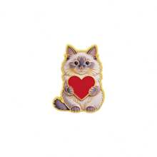 Cute Cat Holding Red Heart Lapel Enamel Pins And Brooches Badge Pins For Backpacks Bags Backpack Cool Decoration Friend For Gifts - Multicolor - View 12