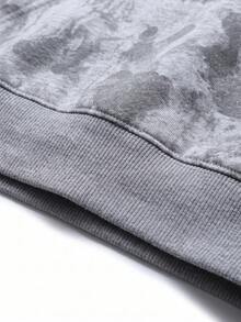 Men's Autumn/Winter Camouflage Hooded Sweatshirt, Street Style Drawstring Pullover, Kangaroo Pocket Casual Sports Top - Grey - View 6
