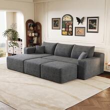 Sofa Grey Made Of Fabric For Living Room And Lounge - 深灰色 5 座 - 查看 4