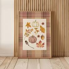 1pc Frameless Rustic Fall Plaid Pumpkin Harvest Wall Art Dorm Gift - Multi-color - View 4