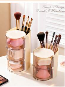 2/1pc Multifunctional Rotating Desktop Storage Box, Rotating Multi-Layer Transparent Hair Accessory Storage Box, Children's Room Rotating Desktop Storage Box, Hair Clip Storage Box, Multiple Hair Accessory Storage Box, Best Birthday Gift Makeup Brush Holder Makeup Organizer - Multicolor - View 5