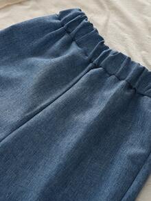 bearleader Setelan 2 potong untuk anak perempuan usia 3-7 tahun, motif denim, cocok untuk musim gugur. - Biru - View 7