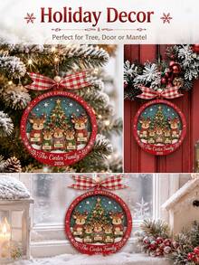 Custom Reindeer Christmas Ornament, Farmhouse Christmas Tree Hanging Decor, Personalized Family Name Keepsake, Festive Home Accent, Customized 2-5 Names Holiday Decor, Customizable Text Christmas Gift For Family, Father, Mother, Merry Christmas - Style C - View 2