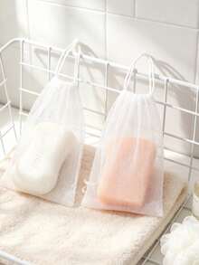 1/10/20pcs Drawstring Soap Mesh Bags, Exfoliating Mesh Soap Storage Bags, Reusable White Soap Pouches, Foaming Bath Cleaning Bags, Suitable For Shower, Bath And Home Bathroom Use - Upgraded Version - View 6