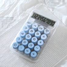 Transparent White Base Blue Round Key Portable Calculator, Fresh Solid Color Keycaps Versatile Design, Responsive Tactile Buttons Smooth Operation, All-Match Calculation Fully Covered, Dormitory Workplace Daily Office Math Tool - A - View 11