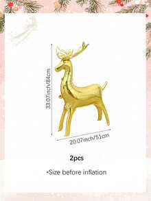 2pcs Christmas Reindeer Balloons, Christmas Decorative Balloons, Gold Reindeer Foil Balloons, Inflatable Standing Reindeer Christmas New Year Party Decorations, Suitable For Christmas Decoration, Christmas Party, Christmas Themed Events And Scene Decoration, Yard Decoration, Merry Christmas, Reindeer Theme, New Year Party Home Decor, Holiday Party Decorations - Gold - View 6