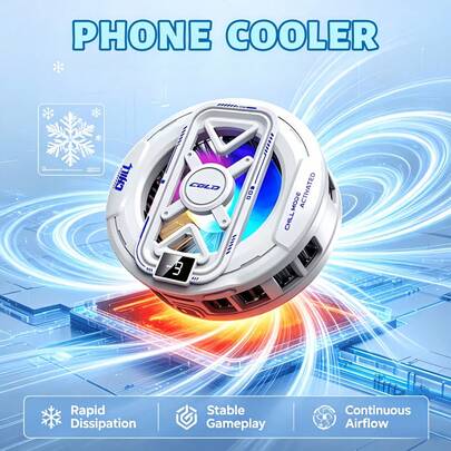 1pc Phone Cooler With Digital Display And Real-Time Temperature Monitoring, Fast Cooling, Universal Phone Cooling Back Clip Holder For Mobile Games And Tablets