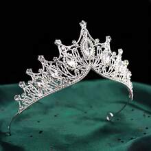 1PC/4PCS/6PCS Multiple Set Options Elegant Princess Hair Accessories Headband Crown For Women European American Ball Party Birthday Party Adult Wedding Photography Alloy Rhinestone Bridal Tiara Event Jewelry Gift Accessory - Silver - View 1
