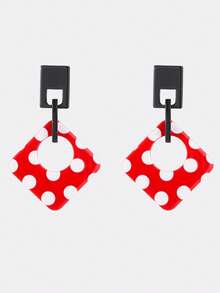 Kryxie 1 Pair Fashionable Elegant Exaggerated Polka Dot Geometric Earrings - Black and White - View 8