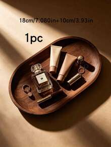 2件/1件 7.8*4.65*1.69英吋木製托盤，香氛裝飾鑰匙收納盤，創意甜點盤，玄關收納托盤，木製蠟燭台，橢圓花盆底座，亦適用於節日派對裝飾，裝飾藝術風格 - 彩色 - 查看 15
