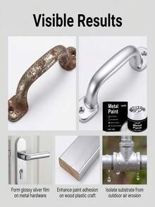 jakehoe Quick Dry Metallic Silver Paint, Anti-Rust Base Coat Primer & Metal Renovation Polish For Pipes, Tools, Gears & Hardware, Railings & Fences, Doors & Windows, Pipes & Brackets, Wheels & Brake Calipers, Car Body & Chassis Parts, Furniture & Lighting, Kitchen & Bathroom Hardware - Multicolor - View 10