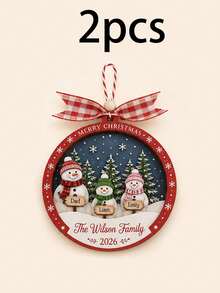 Custom Snowman Christmas Ornament, Festive Tree Hanging Decor, Personalized Family Name Holiday Keepsake, Farmhouse Home Decor, Customized 2-5 Names Christmas Tree Decoration, Customizable Christmas Gift For Family, Family Decoration, Merry Christmas - Style B - View 8