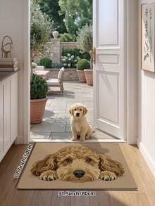 DAJIANG 1pc Multicolor Dog Cartoon Cute Doormat Rug, Suitable For Bathroom, Kitchen, Outdoor, Indoor, Bedroom, Living Room, Bedside, Machine Washable Easy To Clean, Non-Slip Backing Entryway Mat - Curly Poodle - Khaki - View 15