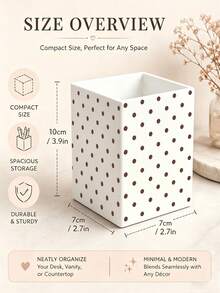 1pc New Brown Polka Dot Multi-Function Storage Organizer Box - Tableware Storage Box, Desktop Organizer (Suitable For Storing Tableware, Straws, Tea Bags, Pens, Remote Controls); Compact And Space-Saving, Suitable For Kitchen, Office, Living Room (Please Note The Size Before Ordering) - Multicolor - View 2
