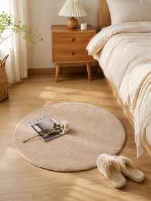 Soft Fluffy Camel Color Round Rug, Suitable For Bedroom, Living Room, Study, Office, Plush Bedroom Carpet, Washable Non-Slip, Long Pile Rug, Faux Fur Carpet, Living Room Rug, Bedroom Rug, Bedside Rug, Decorative Rug, Bedroom Decor, Home Decor, Room Decor, Halloween Decor - Camel - View 3