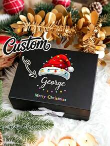 1pc Gift For Her/Him Personalized Custom Gift Box For Her/Him - Custom Name, Fashionable White Box With White Ribbon, Displaying Holiday Theme, Suitable For Commemorative Occasions, Christmas Party Gift, Holiday Gift Box, Pre-Christmas Gift Bag - Multicolor - View 10