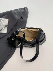 新款時尚小眾設計腋下包女款，個性化百搭單肩包 - 黑色 - 查看 4