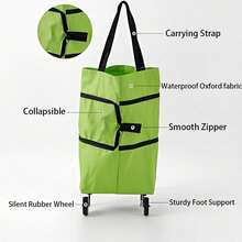 Carrito de Compras Plegable con Ruedas para Hogar, Bolsa Reutilizable Grande Color Negro con Asa Cómoda, Carrito Organizador Portátil para Supermercado, Mercado, Lavandería y Compras Diarias, Diseño Ligero y Resistente con Colores Rojo Azul Verde Disponibles, Ideal para Transportar Alimentos, Ropa y Artículos - Multicolor - Ver 9