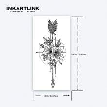 INKARTLINK 1PC Feather Arrow Leaf Tattoo Sticker, Temporary Waterproof Body Art Tattoo Sticker, Lasts 2-5 Days, Water Transfer Color Tattoo Sticker, Suitable For Men And Women, Essential For Fashion People, Party Decoration, Festival Celebration Body Decoration - Black - View 4