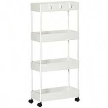 4-Tier Rolling Kitchen Cart, Storage Shelf With Wheels And Brakes, Versatile, White - 白色 - 查看 1