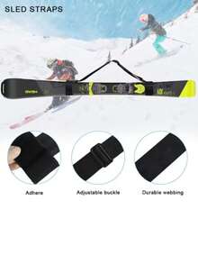 1Pc Universal Adjustable Ski Carrier Strap, Portable Snowboard Carrier Shoulder Straps, Cushioned Nylon Shoulder Harness, Non-Waterproof Lightweight Skiing Backpack Accessory For Men And Women(The Direction Of Hook And Loop Pasting Is Random) - Red Ears - View 10