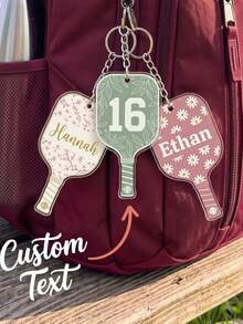 1pc Custom Text Pickleball Paddle Shape Keychain, Personalized Cute Sport Accessory Bag Tag Gift For Pickleball Player, Tournament Souvenir - Multicolor - View 1