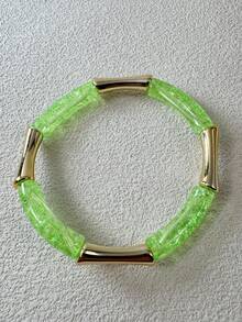 1 pieza/Pulsera de estilo bohemio con articulación de bambú acrílico dopamina, adecuada para mujeres con atuendo Y2K, regalo de joyería de estilo callejero - Multicolor - Ver 7