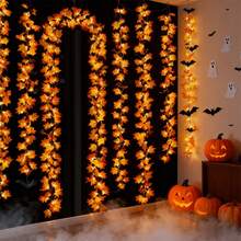 Home Maple Leaf Garland With Lights, Maple Leaf String Lights, Battery Powered (Batteries Not Included), Thanksgiving Halloween Autumn Decoration, Indoor And Outdoor Use - Warm White - View 3