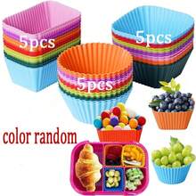 15/35/45pcs Bento Box Accessories Set - Reusable Silicone Lunch Box Dividers, Colorful Cupcake Liners, Non-Stick Muffin Cups, Suitable For Baking, School Lunch And Home Use - Multicolor - View 8