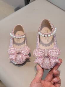 Girls' Flat Shoes Spring Autumn Princess Shoes All Season Rhinestone Shiny Leather Shoes For Baby Girls Party - Pink - View 4