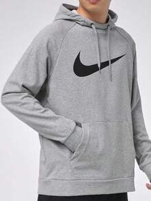 Nike Dri-Fit Casual Sports Logo Hooded Sweatshirt, Men's, Light Grey - Grey - View 1