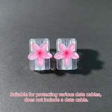 2pcs Gradient Plumeria Data Cable Protector, Anti-Breakage And Durable, Suitable For Daily Commute And Home Use, Gradient Ins Style Flower Data Cable Anti-Breakage Protector, Compatible With Apple 18W/20W PD Fast Charging, Holiday Small Gift, Cute Small Gift For Best Friends - 2pcs Plumeria - View 2