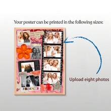 1pc Best Friend Photo Collage Custom Poster, Personalized Bestie Gift Pictures Custom Photo, Friendship Customized Wall Art, Editable Canva Template, Birthday Gift, Customizable Things, Room Decor, Optional Frame - Multicolor - View 3
