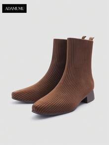 ADAMUMU Women's Fashion Casual Comfortable Ankle Boots, Cool And Chic Style For Office And Daily Wear, Versatile - Mocha Brown - View 1