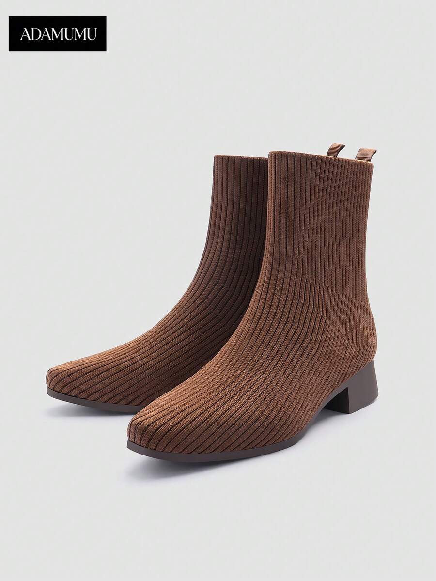 ADAMUMU Women's Fashion Casual Comfortable Ankle Boots, Cool And Chic Style For Office And Daily Wear, Versatile - Mocha Brown - View 1