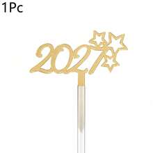 1pc/3pcs/9pcs Gold Hello 2027 Acrylic Cake Toppers, New Year Christmas Party Cake Decorations - Multicolor - View 22