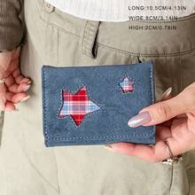 Y2K 風格韓星極簡毛絨短款三折錢包卡夾，適合學生 - 彩色 - 查看 4