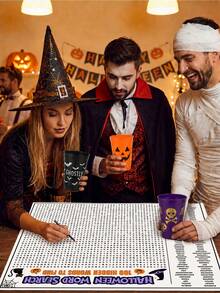 Extra Large Halloween Word Search Game Poster - Halloween Word Search, Party Word Search, Extra Large Interactive Puzzle, Featuring Bat, Spider Web, Ghost Cat Patterns, Easy And Fun Halloween Party Activity Game, Interesting Family Activity, Simple And Fun Party Game - Multicolor - View 2