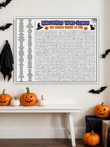 Extra Large Halloween Word Search Game Poster - Halloween Word Search, Party Word Search, Extra Large Interactive Puzzle, Featuring Bat, Spider Web, Ghost Cat Patterns, Easy And Fun Halloween Party Activity Game, Interesting Family Activity, Simple And Fun Party Game - Multicolor - View 8