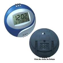 Relógio Digital De Parede Mesa Despertador Termometro - azul - Visão 2