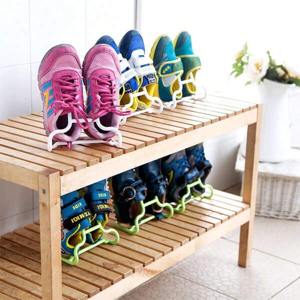4‑Pack 2‑In‑1 Shoe Drying Racks, Freestanding Storage Shoe Holder & Shoe Stretcher, Multi‑Functional Hanging Shoe Organizer For Kids Balcony Use